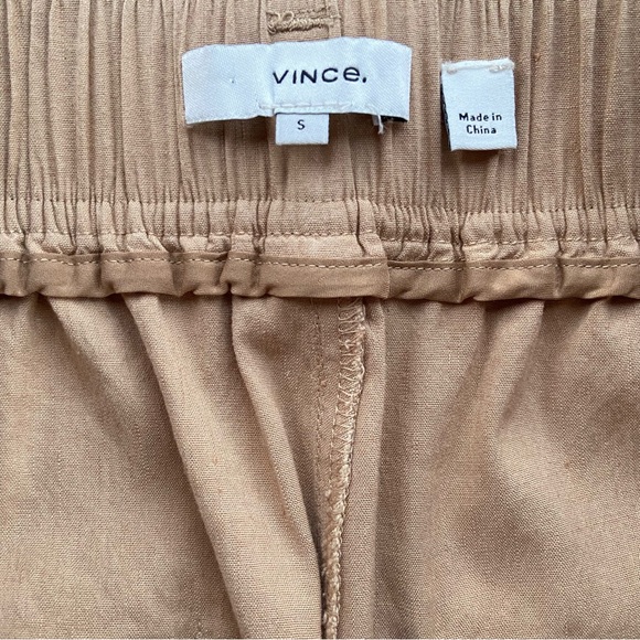 VINCE Belted Cropped Linen Blend Pants - Picture 6 of 11